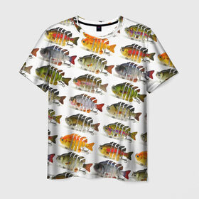 Мужская футболка 3D с принтом Рыбки в Курске, 100% полиэфир | прямой крой, круглый вырез горловины, длина до линии бедер | bait | fish | fishing | lure | tackle | блесна | наживка | приманка | рыба | рыбалка | снасть