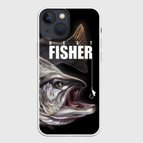 Чехол для iPhone 13 mini с принтом Лучший рыбак в Курске,  |  | background | best fisherman | black | fish | fishing | sturgeon | лучший рыбак | осетр | рыба | рыбалка | фон | черный