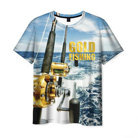 Мужская футболка 3D с принтом Золотая рыбалка в Курске, 100% полиэфир | прямой крой, круглый вырез горловины, длина до линии бедер | boat | fishing rod | gold fishing | ocean | reel | rod | sea | sky | spinning | water | waves | вода | волны | золотая рыбалка | катушка | море | небо | океан | пиннинг | удилище | удочка | яхта