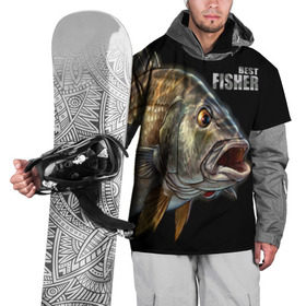 Накидка на куртку 3D с принтом Лучший рыбак в Курске, 100% полиэстер |  | Тематика изображения на принте: background | best fisherman | black | fish | fishing | лучший рыбак | рыба | рыбалка | фон | черный