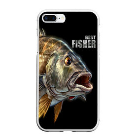 Чехол для iPhone 7Plus/8 Plus матовый с принтом Лучший рыбак в Курске, Силикон | Область печати: задняя сторона чехла, без боковых панелей | background | best fisherman | black | fish | fishing | лучший рыбак | рыба | рыбалка | фон | черный