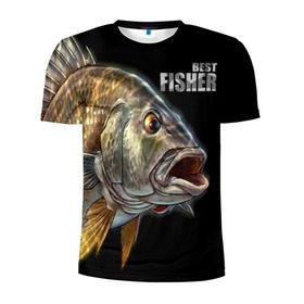 Мужская футболка 3D спортивная с принтом Лучший рыбак в Курске, 100% полиэстер с улучшенными характеристиками | приталенный силуэт, круглая горловина, широкие плечи, сужается к линии бедра | Тематика изображения на принте: background | best fisherman | black | fish | fishing | лучший рыбак | рыба | рыбалка | фон | черный