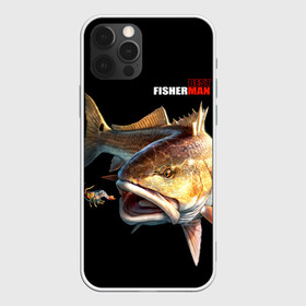 Чехол для iPhone 12 Pro с принтом Лучший рыбак в Курске, силикон | область печати: задняя сторона чехла, без боковых панелей | background | best fisherman | black | fish | fishing | лучший рыбак | рыба | рыбалка | фон | черный