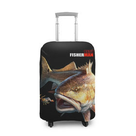 Чехол для чемодана 3D с принтом Лучший рыбак в Курске, 86% полиэфир, 14% спандекс | двустороннее нанесение принта, прорези для ручек и колес | background | best fisherman | black | fish | fishing | лучший рыбак | рыба | рыбалка | фон | черный