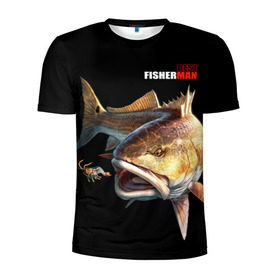 Мужская футболка 3D спортивная с принтом Лучший рыбак в Курске, 100% полиэстер с улучшенными характеристиками | приталенный силуэт, круглая горловина, широкие плечи, сужается к линии бедра | background | best fisherman | black | fish | fishing | лучший рыбак | рыба | рыбалка | фон | черный