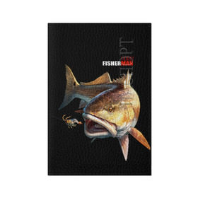Обложка для паспорта матовая кожа с принтом Лучший рыбак в Курске, натуральная матовая кожа | размер 19,3 х 13,7 см; прозрачные пластиковые крепления | background | best fisherman | black | fish | fishing | лучший рыбак | рыба | рыбалка | фон | черный