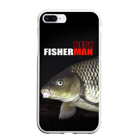 Чехол для iPhone 7Plus/8 Plus матовый с принтом Лучший рыбак в Курске, Силикон | Область печати: задняя сторона чехла, без боковых панелей | background | best fisherman | black | fish | fishing | лещ | лучший рыбак | рыба | рыбалка | фон | черный