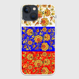 Чехол для iPhone 13 mini с принтом Хохлома в Курске,  |  | Тематика изображения на принте: народный | орнамент | роспись | традиционный | триколор