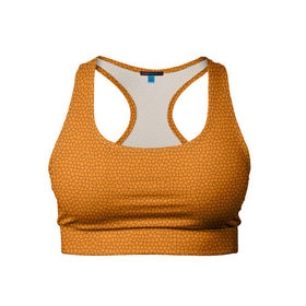 Женский спортивный топ 3D с принтом Витраж Оранжевый в Курске, 82% полиэстер, 18% спандекс Ткань безопасна для здоровья, позволяет коже дышать, не мнется и не растягивается |  | texture | витраж | оранжевый | текстура