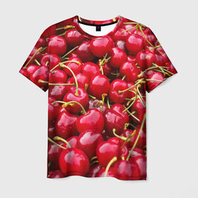 Мужская футболка 3D с принтом Черешня в Курске, 100% полиэфир | прямой крой, круглый вырез горловины, длина до линии бедер | вишня | десерт | лето | сладкое | черешня | ягода