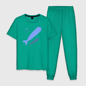Мужская пижама хлопок с принтом Киты в Курске, 100% хлопок | брюки и футболка прямого кроя, без карманов, на брюках мягкая резинка на поясе и по низу штанин
 | абстракция | арт | киты | минимализм | море | океан | рыбы