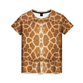 Женская футболка 3D с принтом Шкура Жирафа в Курске, 100% полиэфир ( синтетическое хлопкоподобное полотно) | прямой крой, круглый вырез горловины, длина до линии бедер | textures | животное | жираф | текстура