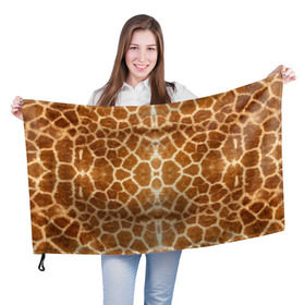 Флаг 3D с принтом Шкура Жирафа в Курске, 100% полиэстер | плотность ткани — 95 г/м2, размер — 67 х 109 см. Принт наносится с одной стороны | textures | животное | жираф | текстура