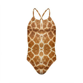 Детский купальник 3D с принтом Шкура Жирафа в Курске, Полиэстер 85%, Спандекс 15% | Слитный крой, подклад по переду изделия, узкие бретели | Тематика изображения на принте: textures | животное | жираф | текстура