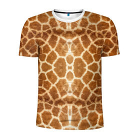 Мужская футболка 3D спортивная с принтом Шкура Жирафа в Курске, 100% полиэстер с улучшенными характеристиками | приталенный силуэт, круглая горловина, широкие плечи, сужается к линии бедра | Тематика изображения на принте: textures | животное | жираф | текстура