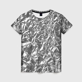 Женская футболка 3D с принтом Silver в Курске, 100% полиэфир ( синтетическое хлопкоподобное полотно) | прямой крой, круглый вырез горловины, длина до линии бедер | silver | texture | драгоценный | металл | серебро | текстура