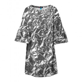 Детское платье 3D с принтом Silver в Курске, 100% полиэстер | прямой силуэт, чуть расширенный к низу. Круглая горловина, на рукавах — воланы | silver | texture | драгоценный | металл | серебро | текстура