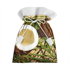 Подарочный 3D мешок с принтом Кокос в Курске, 100% полиэстер | Размер: 29*39 см | Тематика изображения на принте: бамбук | белый | еда | зеленый | кокос | лето | листья | орех | природа | продукты