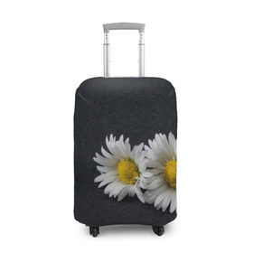 Чехол для чемодана 3D с принтом Ромашки в Курске, 86% полиэфир, 14% спандекс | двустороннее нанесение принта, прорези для ручек и колес | зелень | лепестки | пара | природа | растения | ромашки | цветы