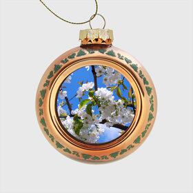 Стеклянный ёлочный шар с принтом Вишнёвый цвет в Курске, Стекло | Диаметр: 80 мм | весна | вишня | лепестки | прикольные картинки | цветение | цветы