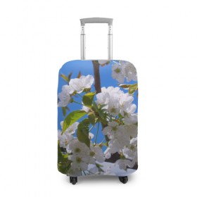 Чехол для чемодана 3D с принтом Вишнёвый цвет в Курске, 86% полиэфир, 14% спандекс | двустороннее нанесение принта, прорези для ручек и колес | весна | вишня | лепестки | прикольные картинки | цветение | цветы