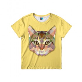 Детская футболка 3D с принтом Triangle cat в Курске, 100% гипоаллергенный полиэфир | прямой крой, круглый вырез горловины, длина до линии бедер, чуть спущенное плечо, ткань немного тянется | abstract | cat | triangle cat | кот