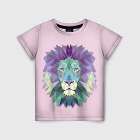 Детская футболка 3D с принтом Triangle lion в Курске, 100% гипоаллергенный полиэфир | прямой крой, круглый вырез горловины, длина до линии бедер, чуть спущенное плечо, ткань немного тянется | 