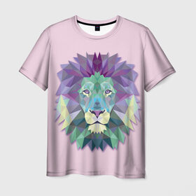 Мужская футболка 3D с принтом Triangle lion в Курске, 100% полиэфир | прямой крой, круглый вырез горловины, длина до линии бедер | 