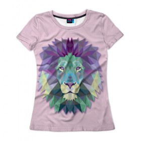 Женская футболка 3D с принтом Triangle lion в Курске, 100% полиэфир ( синтетическое хлопкоподобное полотно) | прямой крой, круглый вырез горловины, длина до линии бедер | 