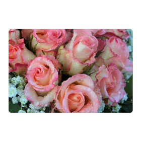 Магнитный плакат 3Х2 с принтом Розы в Курске, Полимерный материал с магнитным слоем | 6 деталей размером 9*9 см | букет | вода | капли | лепестки | природа | растения | розовые | розы | роса | цветок | цветы
