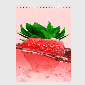 Скетчбук с принтом Клубника в Курске, 100% бумага
 | 48 листов, плотность листов — 100 г/м2, плотность картонной обложки — 250 г/м2. Листы скреплены сверху удобной пружинной спиралью | вода | еда | зеленый | капли | клубника | красный | лето | напиток | ягода