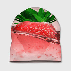 Шапка 3D с принтом Клубника в Курске, 100% полиэстер | универсальный размер, печать по всей поверхности изделия | вода | еда | зеленый | капли | клубника | красный | лето | напиток | ягода
