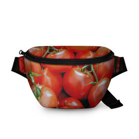 Поясная сумка 3D с принтом Томаты в Курске, 100% полиэстер | плотная ткань, ремень с регулируемой длиной, внутри несколько карманов для мелочей, основное отделение и карман с обратной стороны сумки застегиваются на молнию | дача | еда | зелень | красный | овощи | огород | помидоры | томаты
