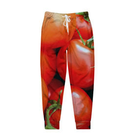 Мужские брюки 3D с принтом Томаты в Курске, 100% полиэстер | манжеты по низу, эластичный пояс регулируется шнурком, по бокам два кармана без застежек, внутренняя часть кармана из мелкой сетки | дача | еда | зелень | красный | овощи | огород | помидоры | томаты