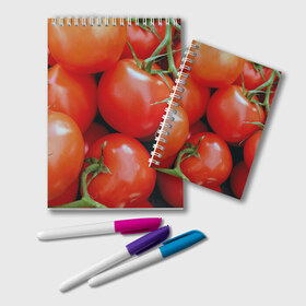 Блокнот с принтом Томаты в Курске, 100% бумага | 48 листов, плотность листов — 60 г/м2, плотность картонной обложки — 250 г/м2. Листы скреплены удобной пружинной спиралью. Цвет линий — светло-серый
 | дача | еда | зелень | красный | овощи | огород | помидоры | томаты