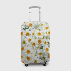 Чехол для чемодана 3D с принтом Ромашки в Курске, 86% полиэфир, 14% спандекс | двустороннее нанесение принта, прорези для ручек и колес | букет | зелень | лепестки | природа | растения | ромашки | цветы