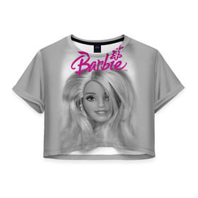 Женская футболка 3D укороченная с принтом Кукла барби в Курске, 100% полиэстер | круглая горловина, длина футболки до линии талии, рукава с отворотами | barbie | барби | кукла