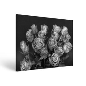Холст прямоугольный с принтом Черно-белые розы в Курске, 100% ПВХ |  | букет | цветы