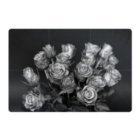 Магнитный плакат 3Х2 с принтом Черно-белые розы в Курске, Полимерный материал с магнитным слоем | 6 деталей размером 9*9 см | букет | цветы