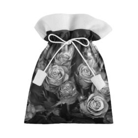 Подарочный 3D мешок с принтом Черно-белые розы в Курске, 100% полиэстер | Размер: 29*39 см | Тематика изображения на принте: букет | цветы