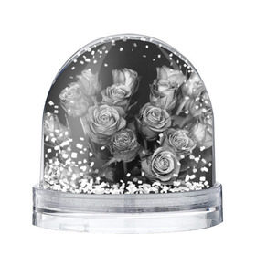 Снежный шар с принтом Черно-белые розы в Курске, Пластик | Изображение внутри шара печатается на глянцевой фотобумаге с двух сторон | букет | цветы