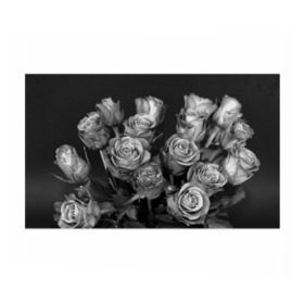 Бумага для упаковки 3D с принтом Черно-белые розы в Курске, пластик и полированная сталь | круглая форма, металлическое крепление в виде кольца | букет | цветы