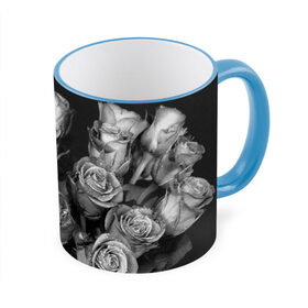 Кружка 3D с принтом Черно-белые розы в Курске, керамика | ёмкость 330 мл | Тематика изображения на принте: букет | цветы