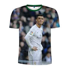 Мужская футболка 3D спортивная с принтом Cristiano Ronaldo в Курске, 100% полиэстер с улучшенными характеристиками | приталенный силуэт, круглая горловина, широкие плечи, сужается к линии бедра | криштиану роналду | реал мадрид