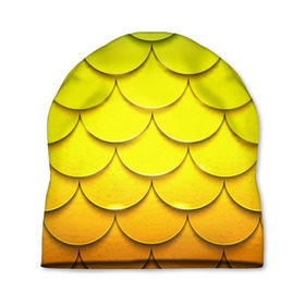 Шапка 3D с принтом Волны в Курске, 100% полиэстер | универсальный размер, печать по всей поверхности изделия | желтый | паттерн | чешуя