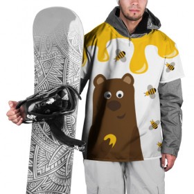 Накидка на куртку 3D с принтом Медведь в мёде в Курске, 100% полиэстер |  | мёд | медведь | миша | пчелы