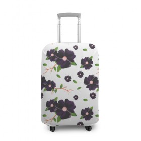Чехол для чемодана 3D с принтом Сиреневые цветы в Курске, 86% полиэфир, 14% спандекс | двустороннее нанесение принта, прорези для ручек и колес | абстракция | арт | сиреневый | цветы
