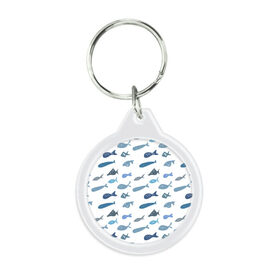 Брелок круглый с принтом Fishes в Курске, пластик и полированная сталь | круглая форма, металлическое крепление в виде кольца | fishes | море | рыбы