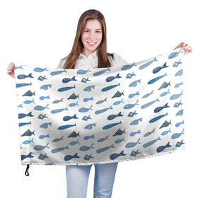 Флаг 3D с принтом Fishes в Курске, 100% полиэстер | плотность ткани — 95 г/м2, размер — 67 х 109 см. Принт наносится с одной стороны | fishes | море | рыбы