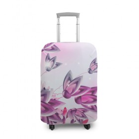 Чехол для чемодана 3D с принтом Розовые цветы в Курске, 86% полиэфир, 14% спандекс | двустороннее нанесение принта, прорези для ручек и колес | лепестки | прикольные картинки | розовый | цветочки | цветы